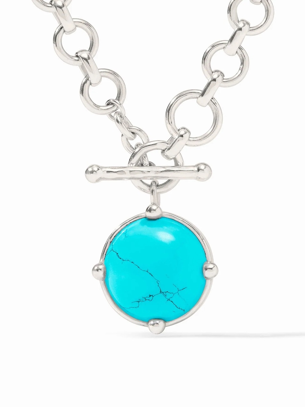 Julie Vos Silver Chain Necklace with Bright Turquoise colored Pendant